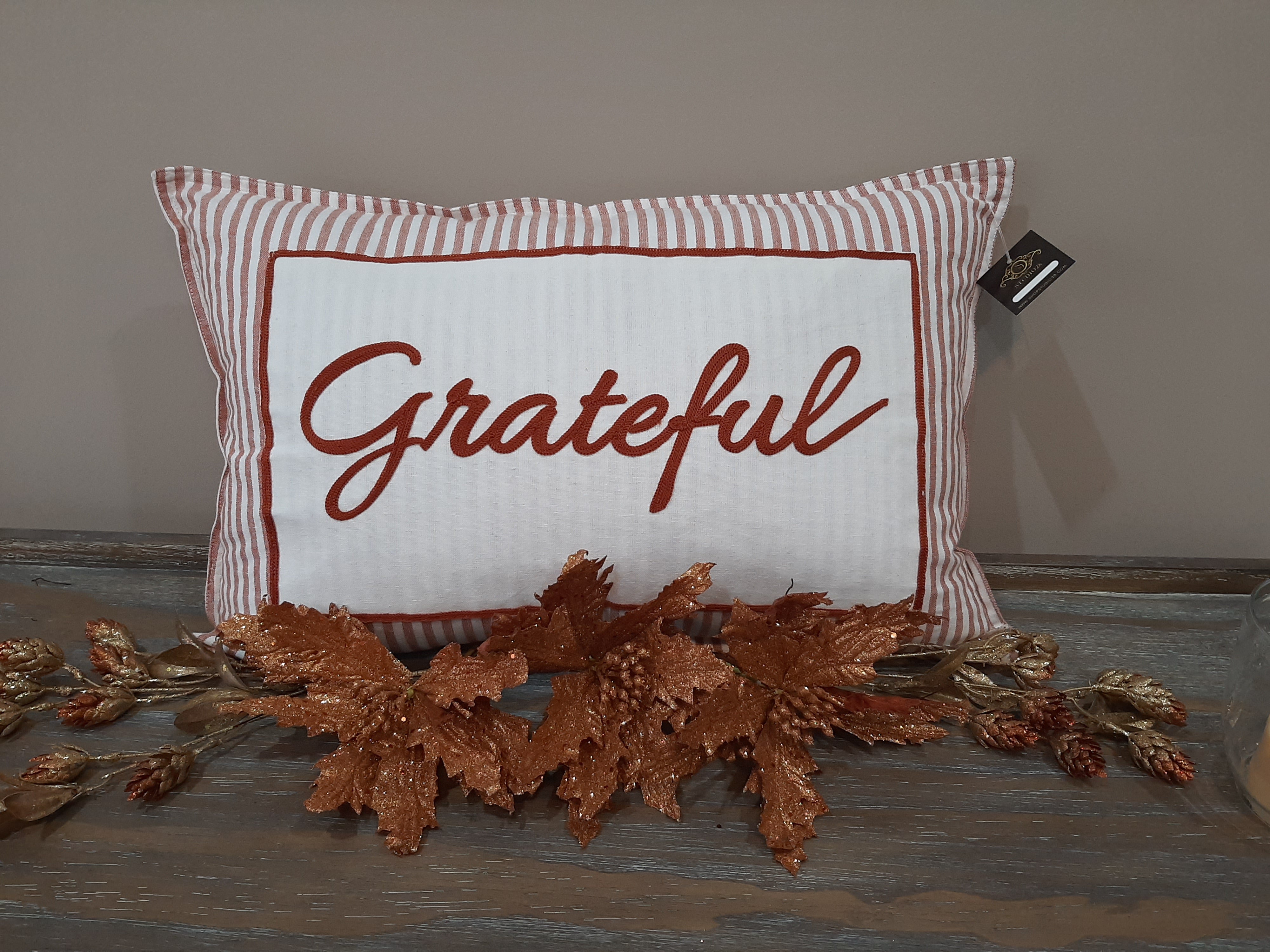 Grateful in Fall Striped Cotton