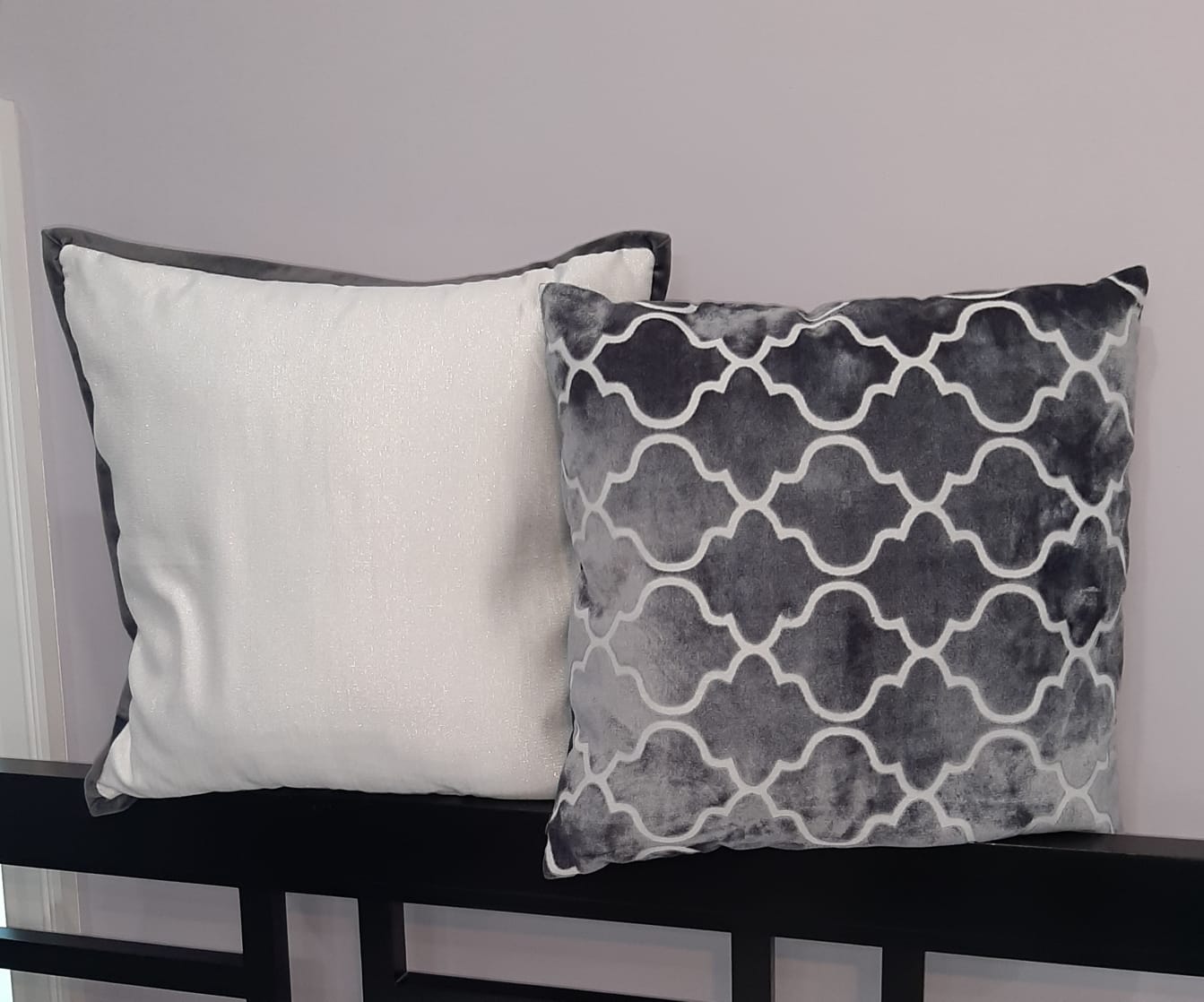 GLAMOROUS Grey & White Cushion Pair